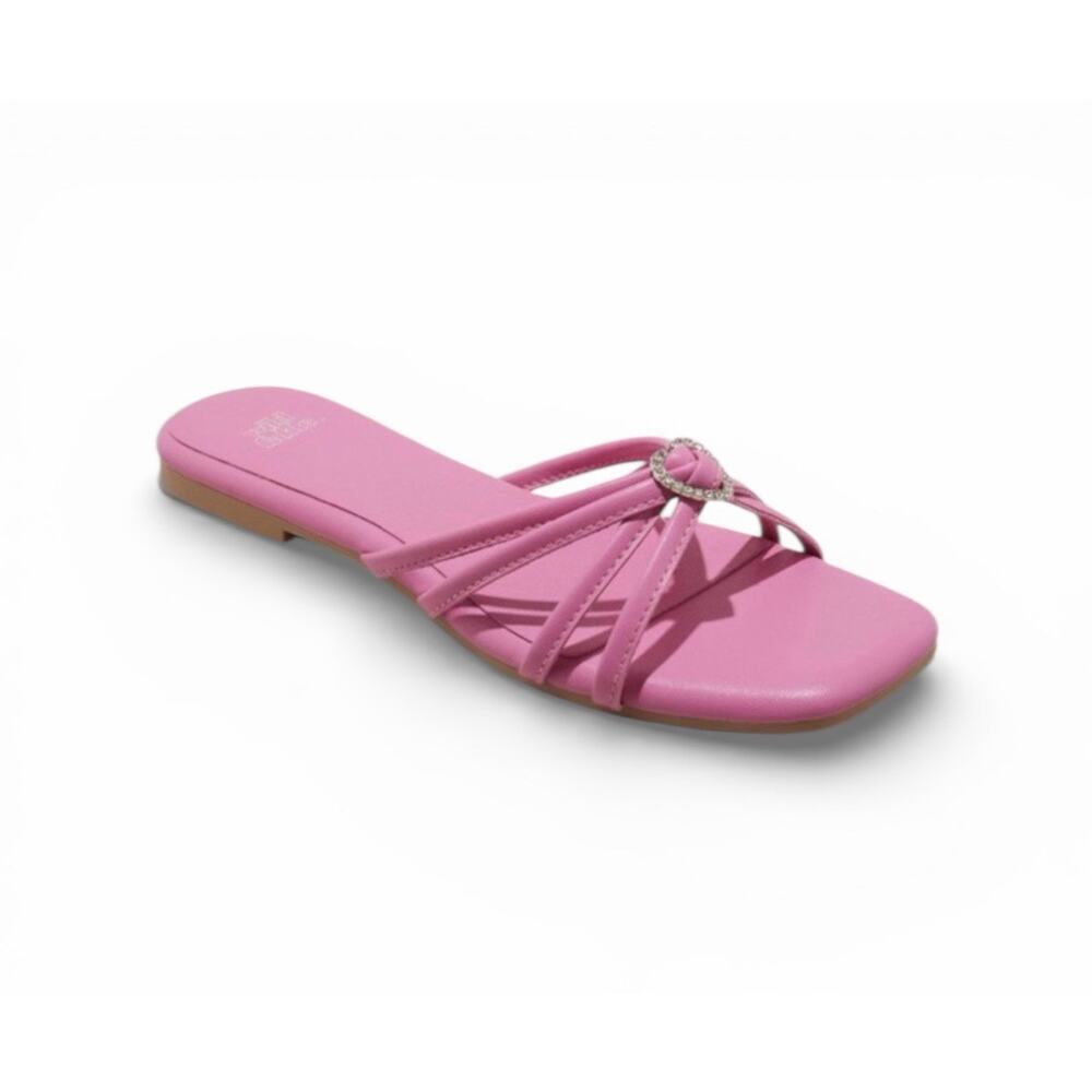 Trendy Summer Wild Fable “Tanya” Pink Strappy Slide Sandals Square Toe, 10